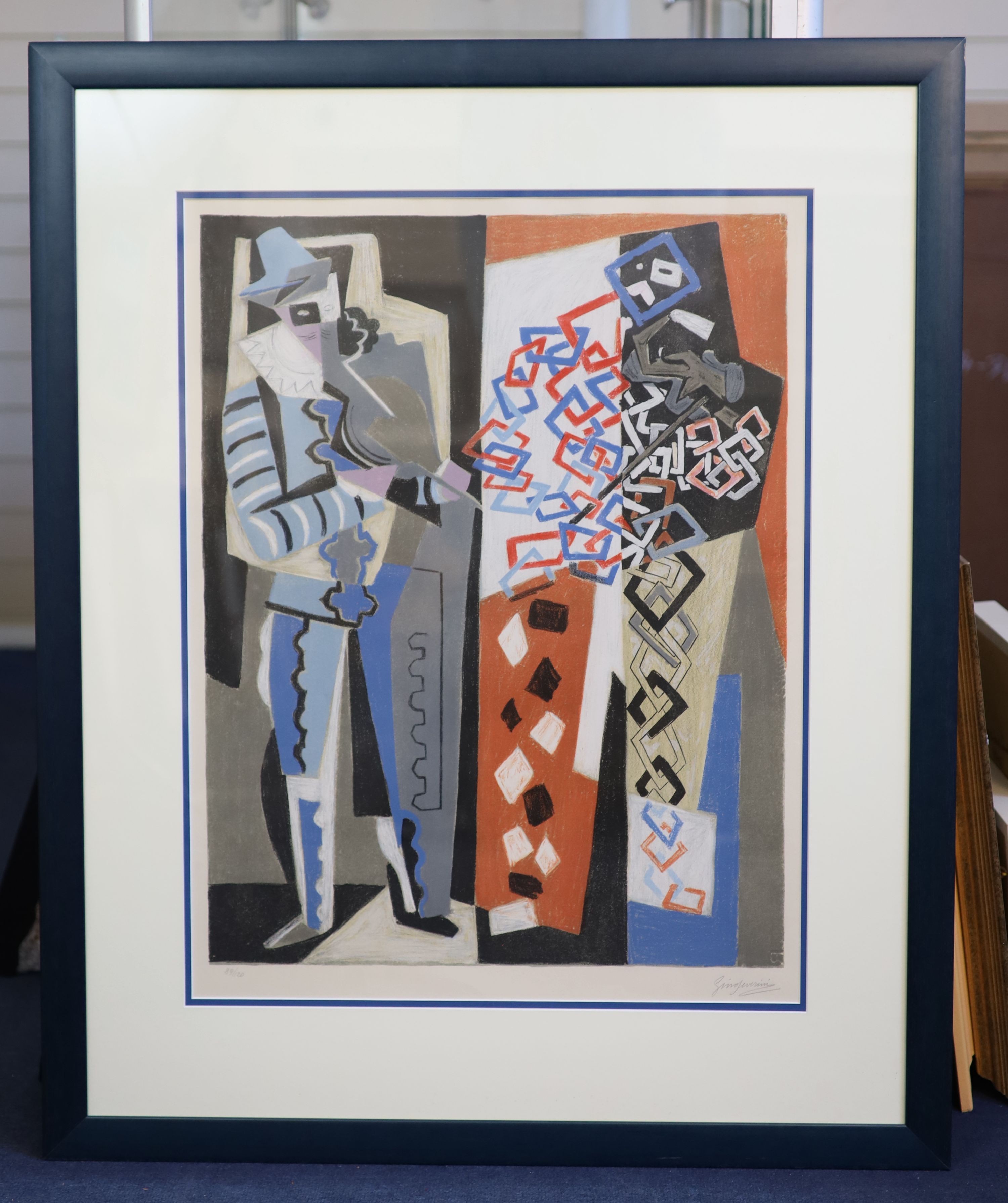 Gino Severini (Italian 1833-1966), 'Arlecchino e Pedrolino', lithograph, 69 x 53cm